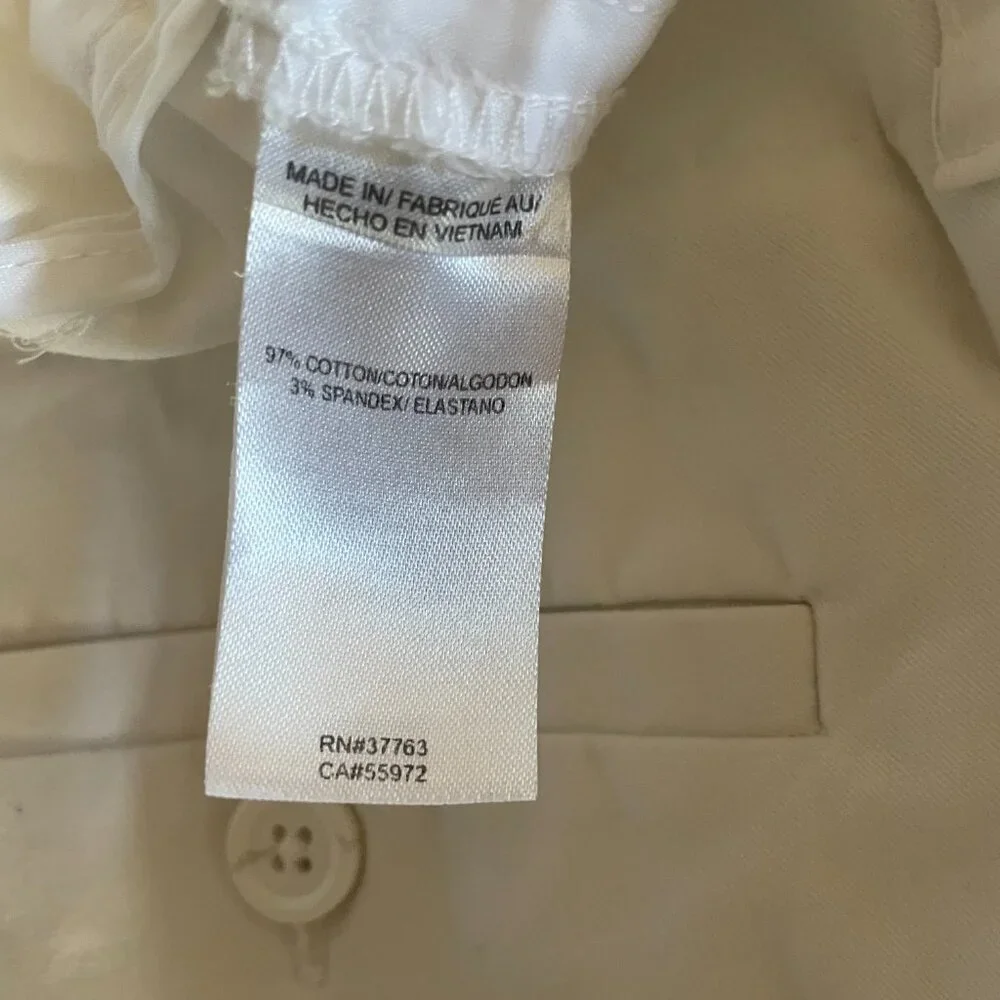 Laundry by Shelli Segal White Cotton Pants with‎ Back Pockets, Size 14
